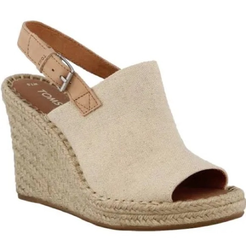TOMS Women’s Beige Espadrille Wedge Slingback Sandal